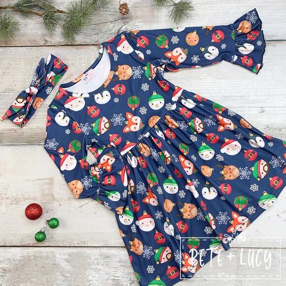 Trim the Tree Blue Christmas Ornament Dress by PETE + LUCY Girls 2T NEW - Picture 1 of 5
